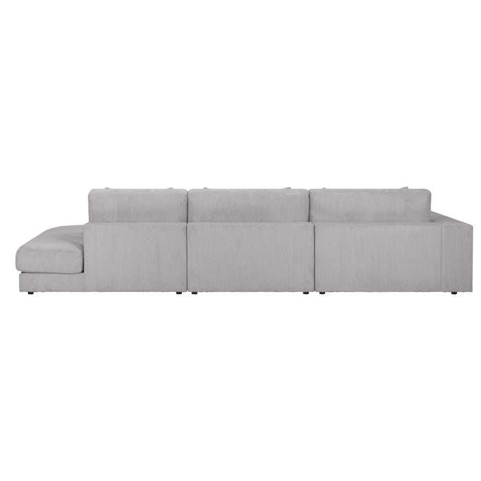 by fonQ Snug 3-zitsbank - Open Eind Rechts - Rib - Lichtgrijs