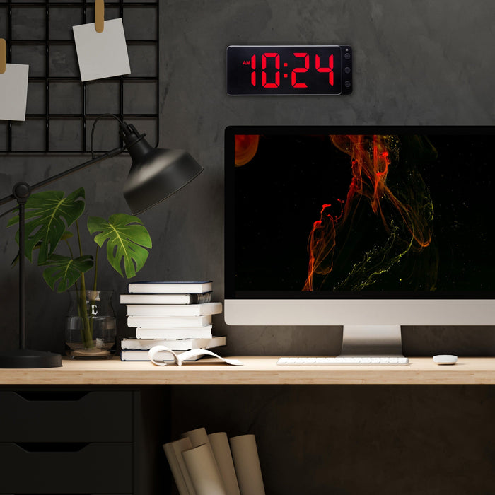 NeXtime - Tafel|Wandklok 27.2x10.8x3cm - LED - Rood - ABS - NeXtime