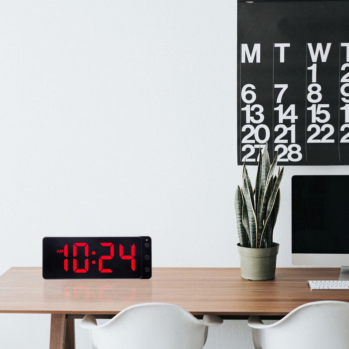 NeXtime - Tafel|Wandklok 27.2x10.8x3cm - LED - Rood - ABS - NeXtime