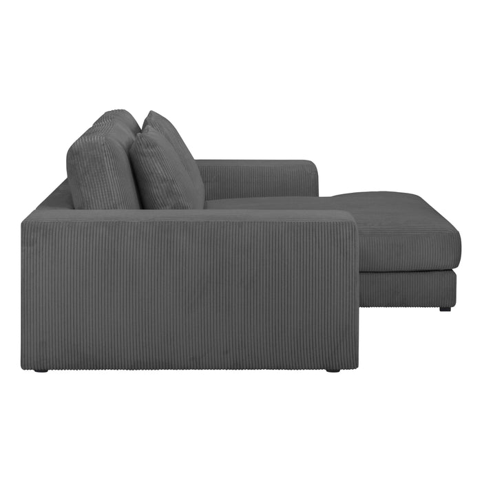 by fonQ Snug 2-zits Hoekbank met Chaise Longue Rechts - Donkergrijs