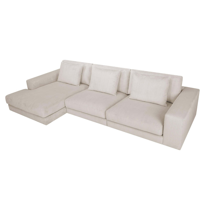 by fonQ Snug 3-zits Hoekbank met Chaise Longue Links - Crème