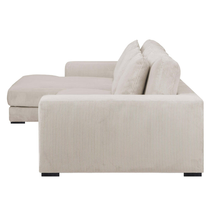 by fonQ Snug 3-zits Hoekbank met Chaise Longue Links - Crème