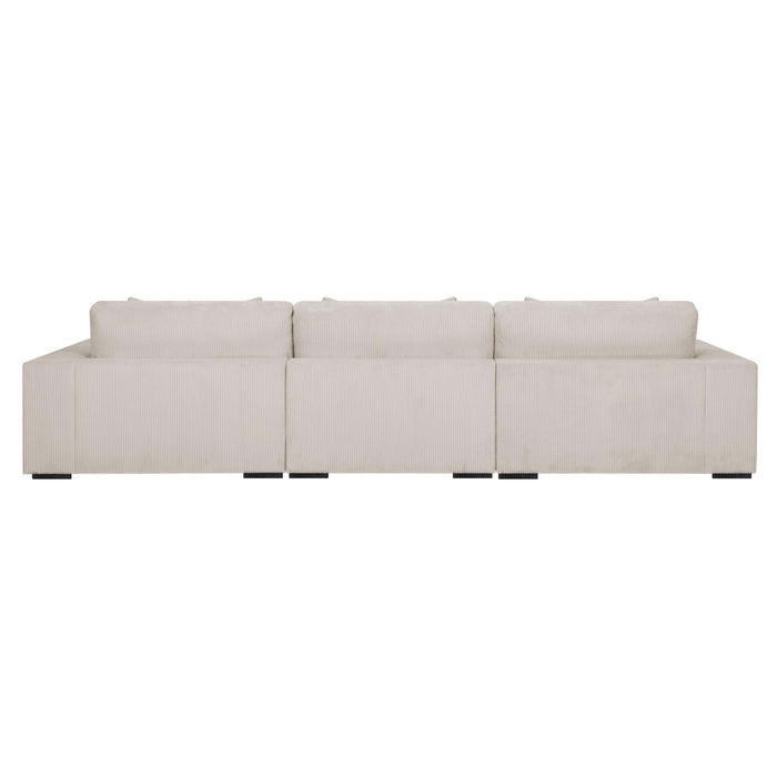 by fonQ Snug 3-zits Hoekbank met Chaise Longue Links - Crème