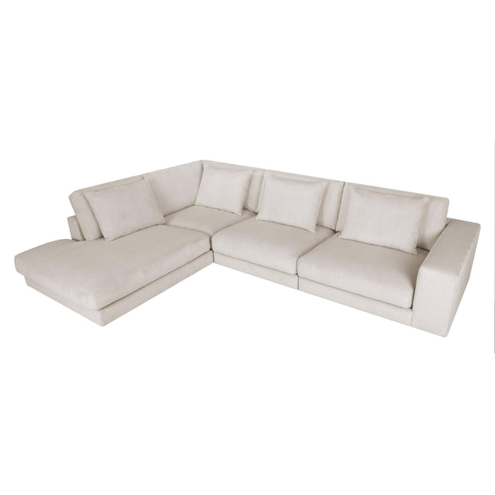 by fonQ Snug 4-zits Hoekbank met Chaise Longue Links - Crème