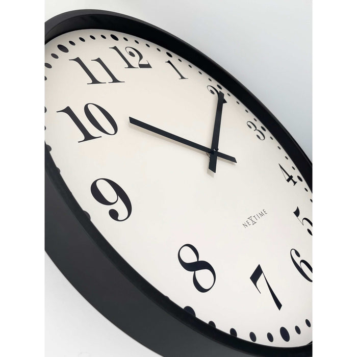 NeXtime - Wandklok 50cm - Stil - Zwart|Wit - Plastic - NeXtime