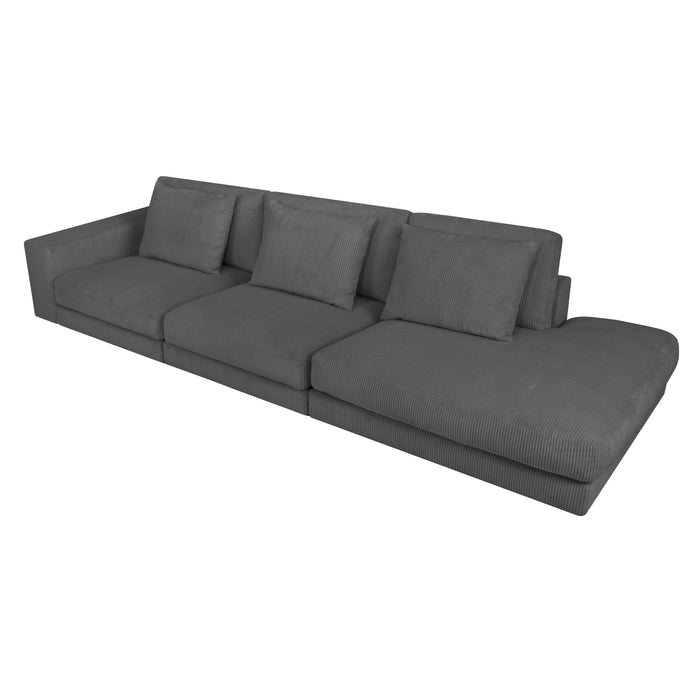 by fonQ Snug 3-zitsbank - Open Eind Rechts - Rib - Donkergrijs