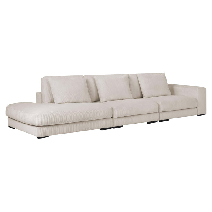 by fonQ Snug 3-zitsbank - Open Eind Links - Rib - Crème