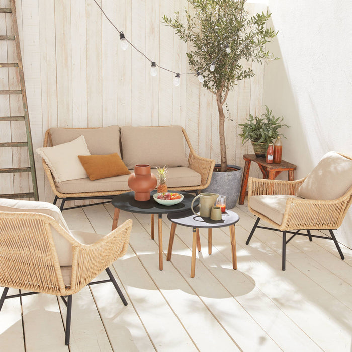 sweeek - Lage wicker loungeset 4 plaatsen - Kuta