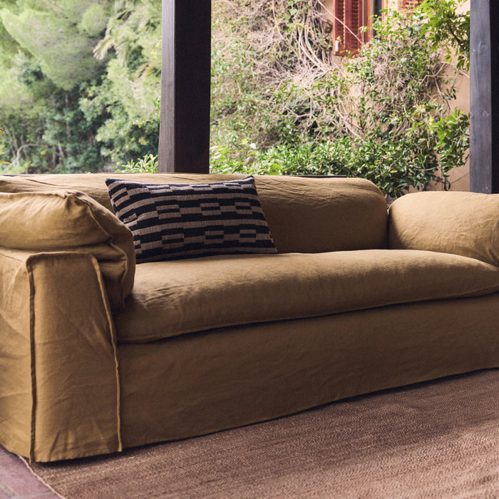 HKliving Nomad 3-zitsbank - Linnen - Burnt Ochre