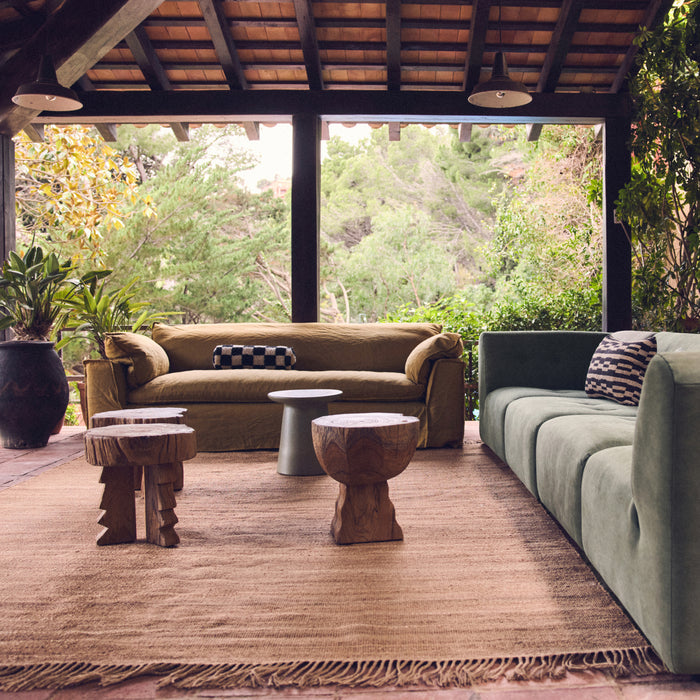 HKliving Nomad 2-zitsbank - Linnen - Burnt Ochre