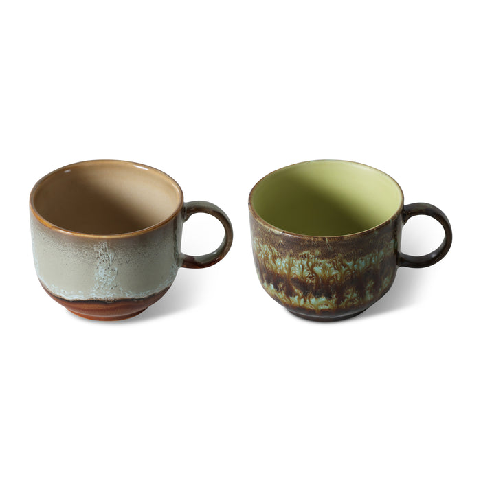 HKliving 70's Ceramics Theekop 0,42 L - Set van 2 - Odyssey