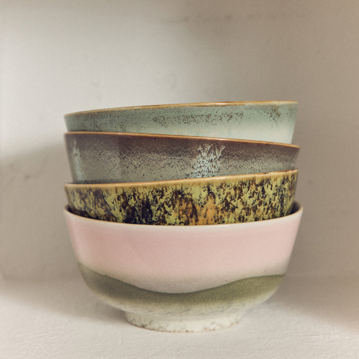 HKliving 70's Ceramics Ramen Kommen Ø 19 cm - Set van 2 - Verge