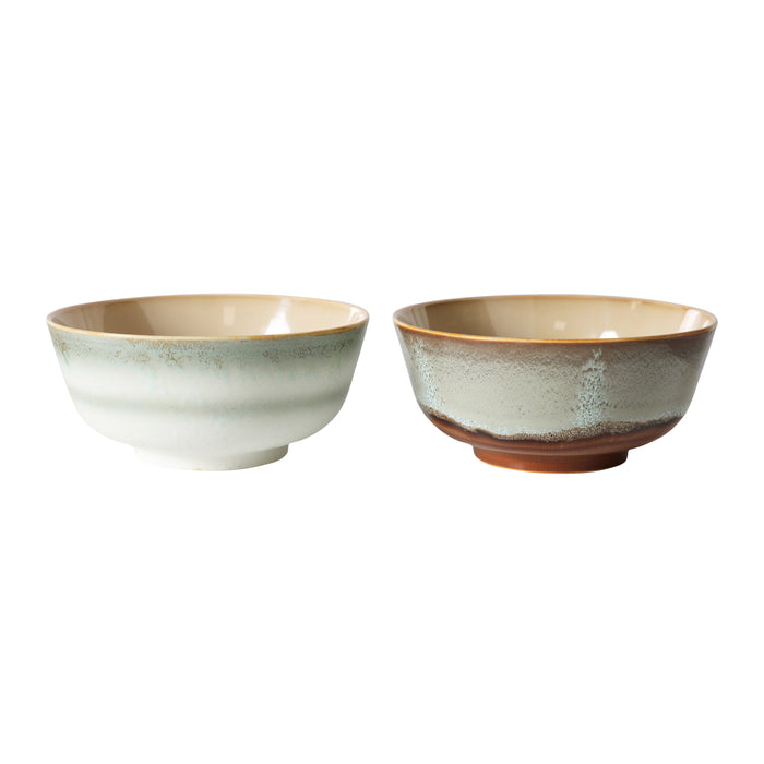HKliving 70's Ceramics Ramen Kommen Ø 19 cm - Set van 2 - Verge