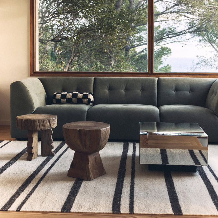 HKliving Striped Woolen Kelim Vloerkleed 200 x 300 cm - Crème