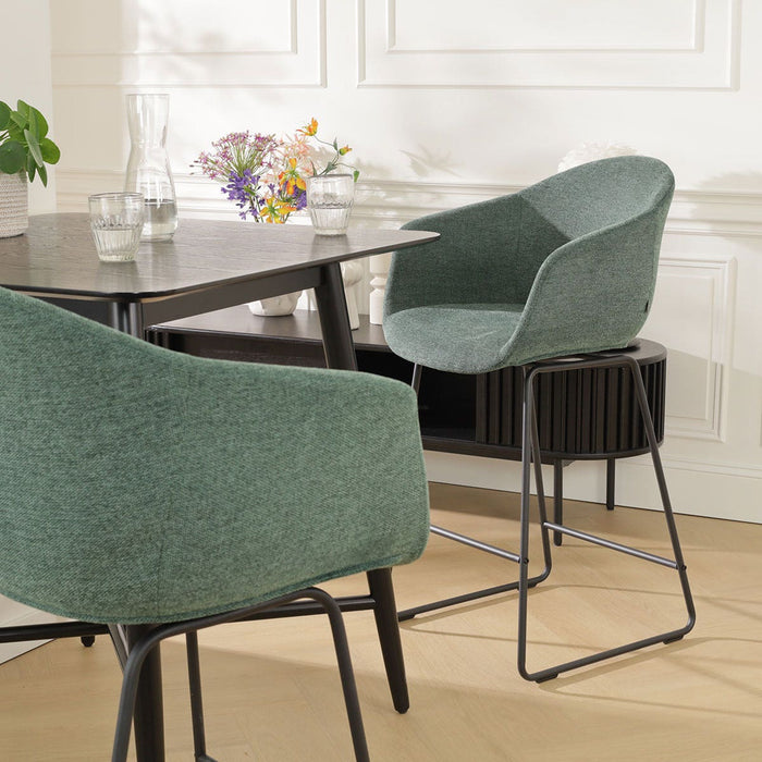 Nolon Nino-Otis Barkruk Donkergroen - met Armleuning - Zwart - 75 cm