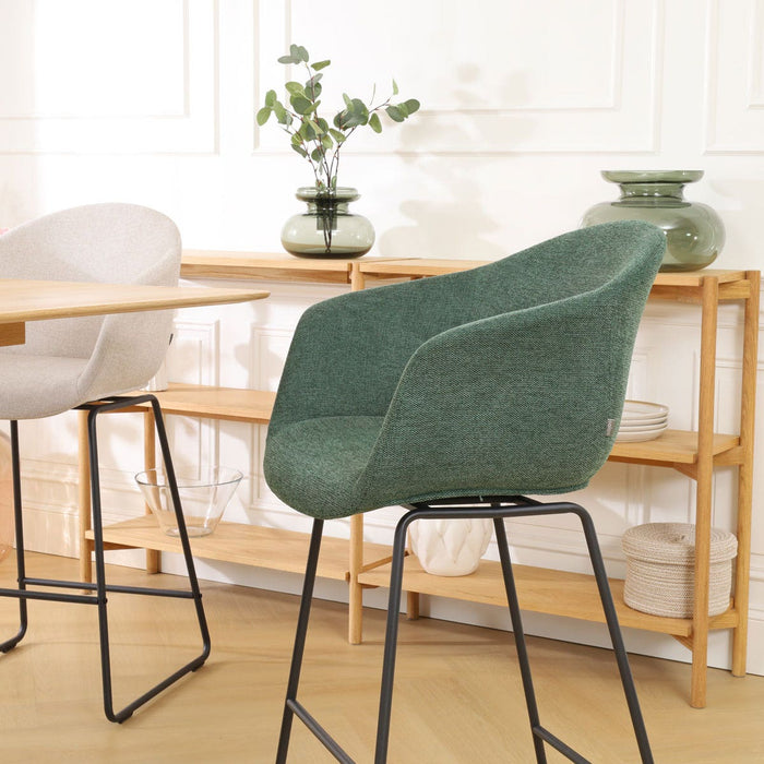 Nolon Nino-Otis Barkruk Donkergroen - met Armleuning - Zwart - 75 cm