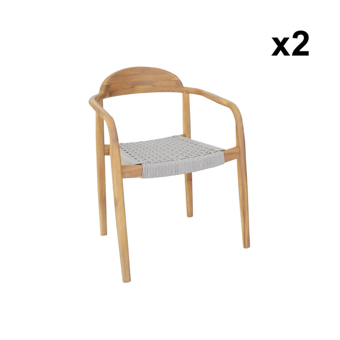 sweeek - Set van 2 acacia houten tuinstoelen, zitting in kunststof