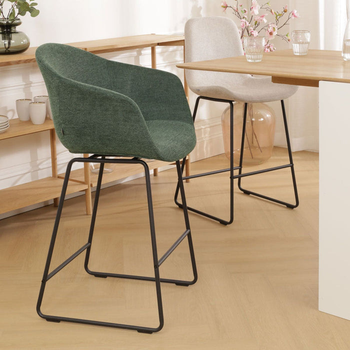 Nolon Nino-Otis Barkruk Donkergroen - met Armleuning - Zwart - 75 cm