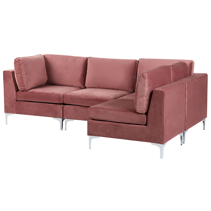 Beliani - EVJA - Hoekbank 4-zits - Roze - Linkerzijde - Fluweel