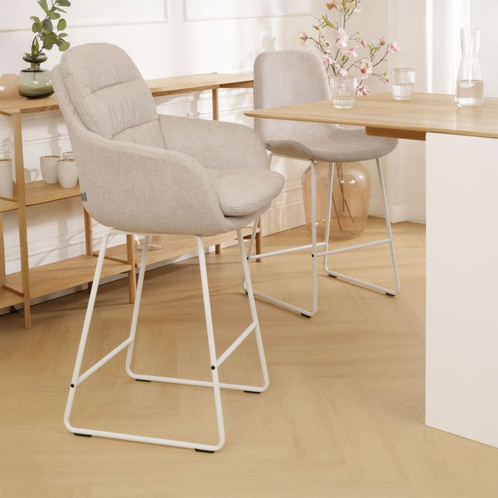 Nolon Nino-Mia Barkruk Beige - met Armleuning - Wit - 65 cm