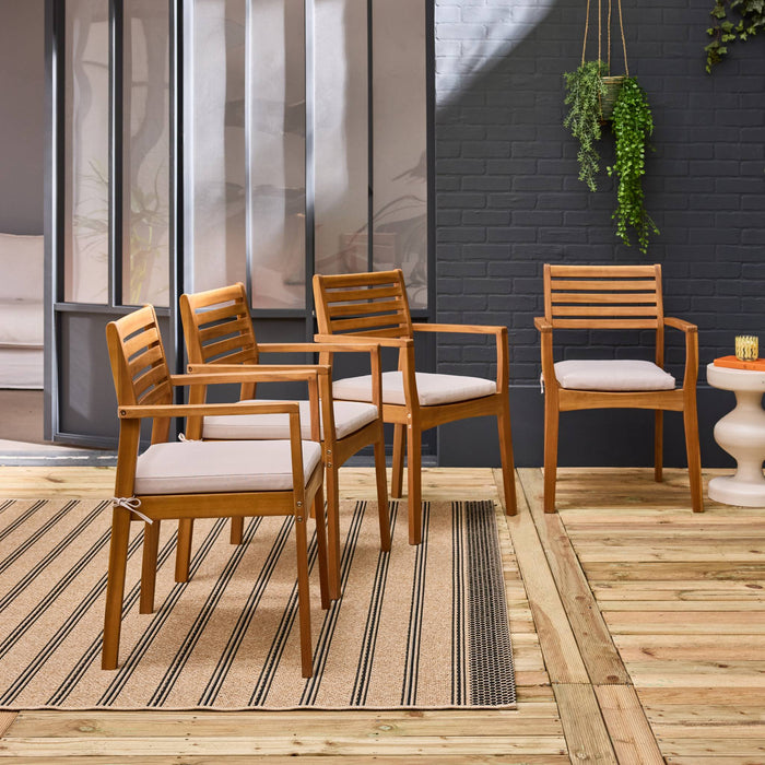 sweeek - Tuinstoel van acacia hout (set van 4)