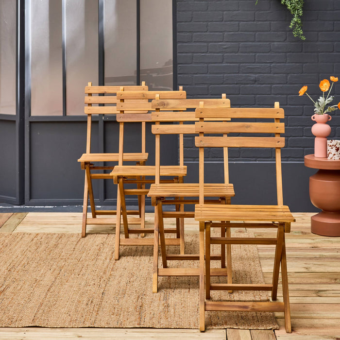 sweeek - Vouwbare acacia tuinstoel (Set van 4)