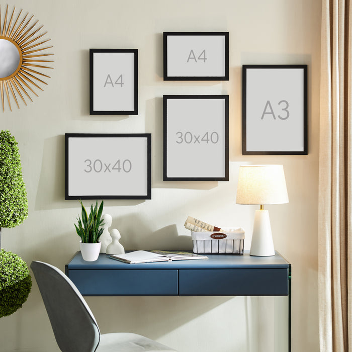 Set van 2 Fotokaders - A3 formaat - Foto Lijsten in MDF Hout - Zwart