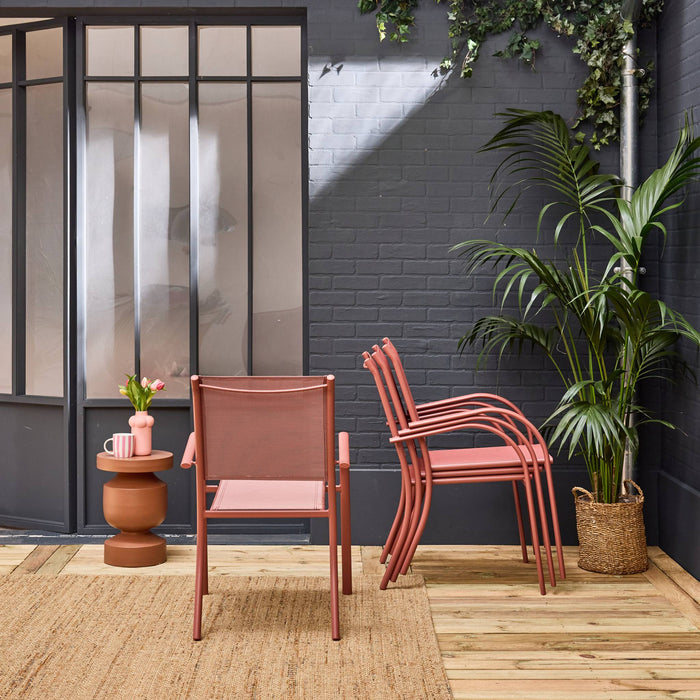 sweeek - Stapelbare tuinstoelen van aluminium en textileen (set van 4)