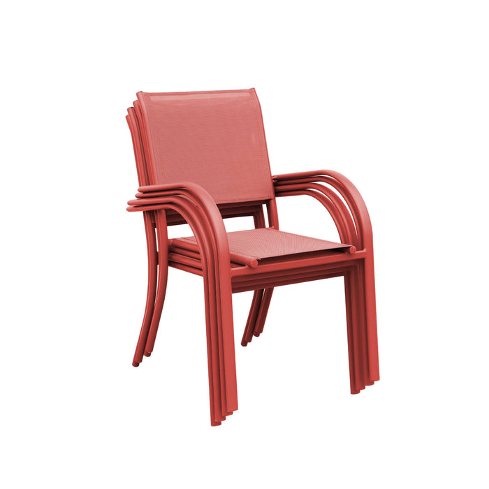 sweeek - Stapelbare tuinstoelen van aluminium en textileen (set van 4)