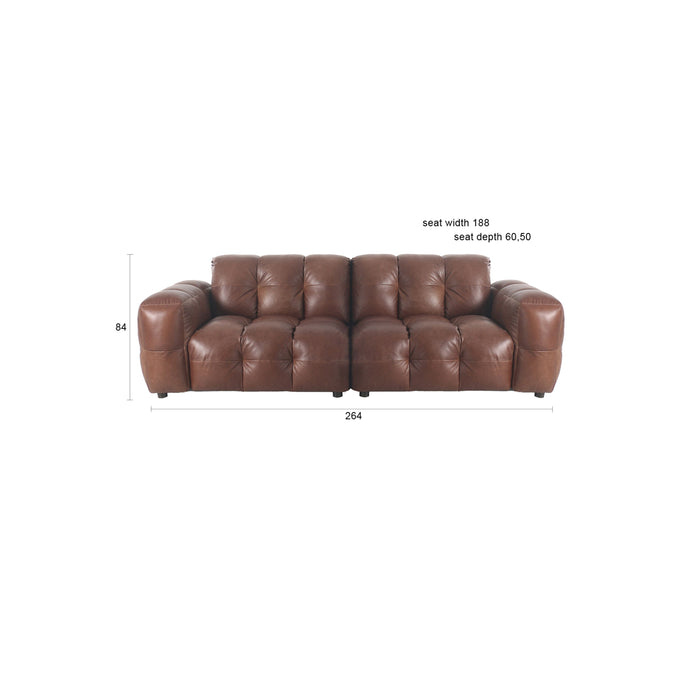 Dutchbone Hackman 3-zitsbank Leer Chocolade Bruin