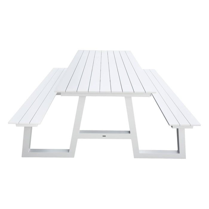 sweeek - Aluminium picknicktafel met 2 banken, 6 plaatsen