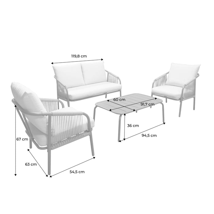 sweeek - Loungeset van staal, 4 personen