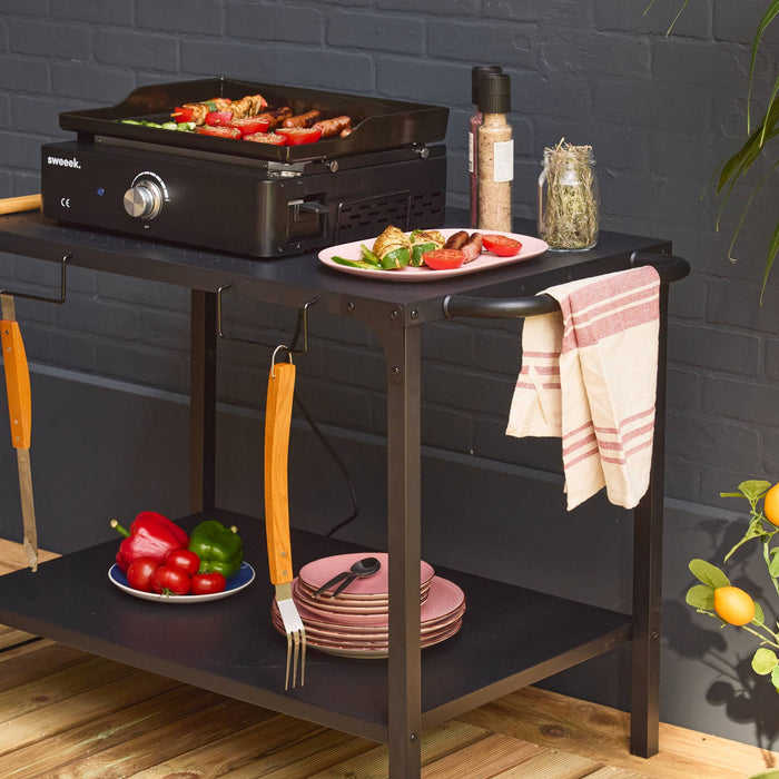 sweeek - Elektrische kookplaat, 1 brander met keukentrolley,