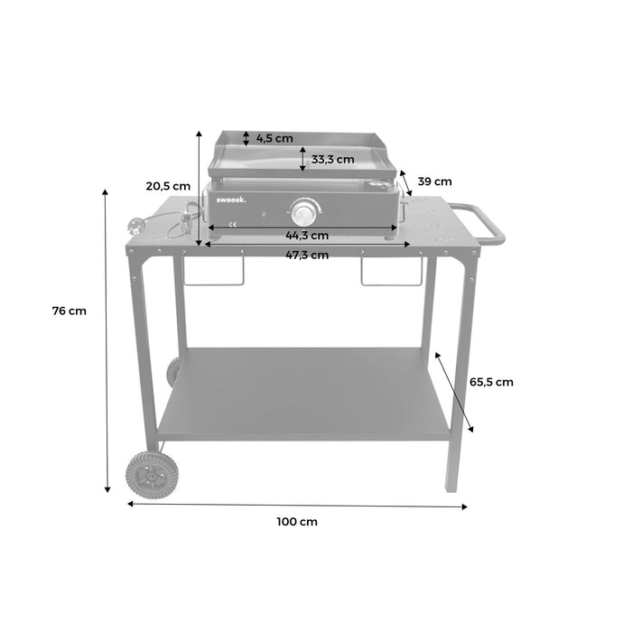 sweeek - Elektrische kookplaat, 1 brander met keukentrolley,