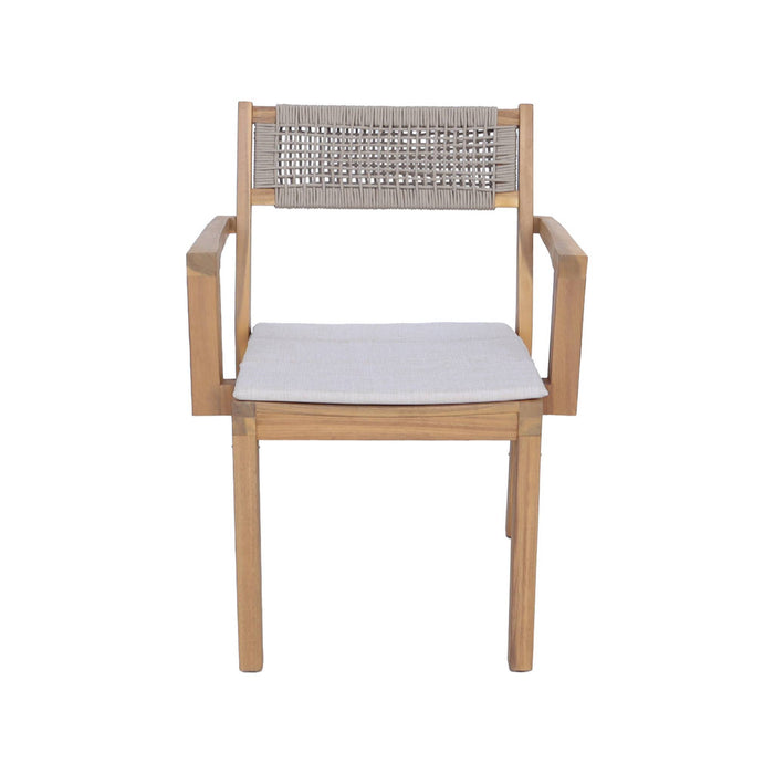 sweeek - Set van 4 acaciahouten tuinstoelen met kussen en touw