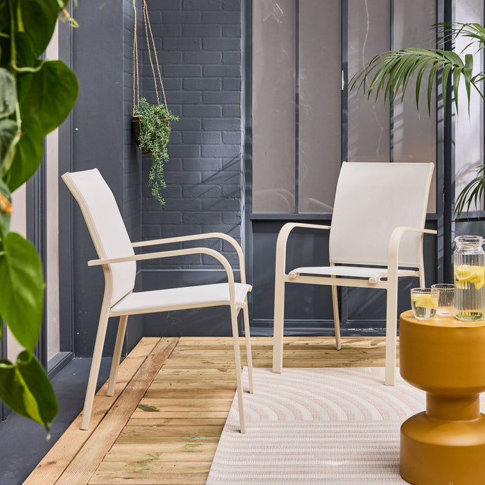 sweeek - Stapelen tuinstoelen van aluminium en textileen (Set van 2)