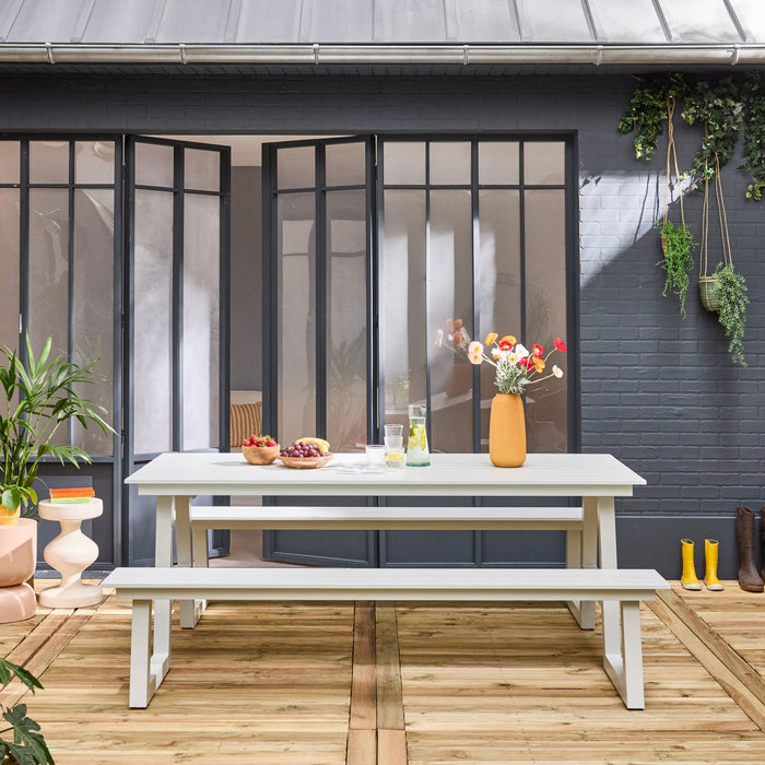 sweeek - Aluminium picknicktafel met 2 banken, 6 plaatsen