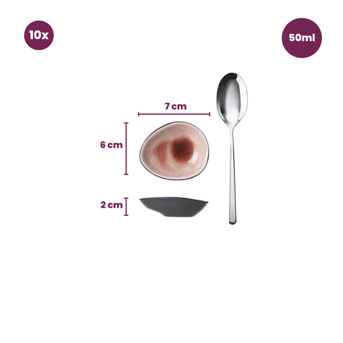 Cosy & Trendy Kleine Schaaltjes | Dipschaaltjes Streetfood 7 x 6 cm | 50 ml - 10 Stuks