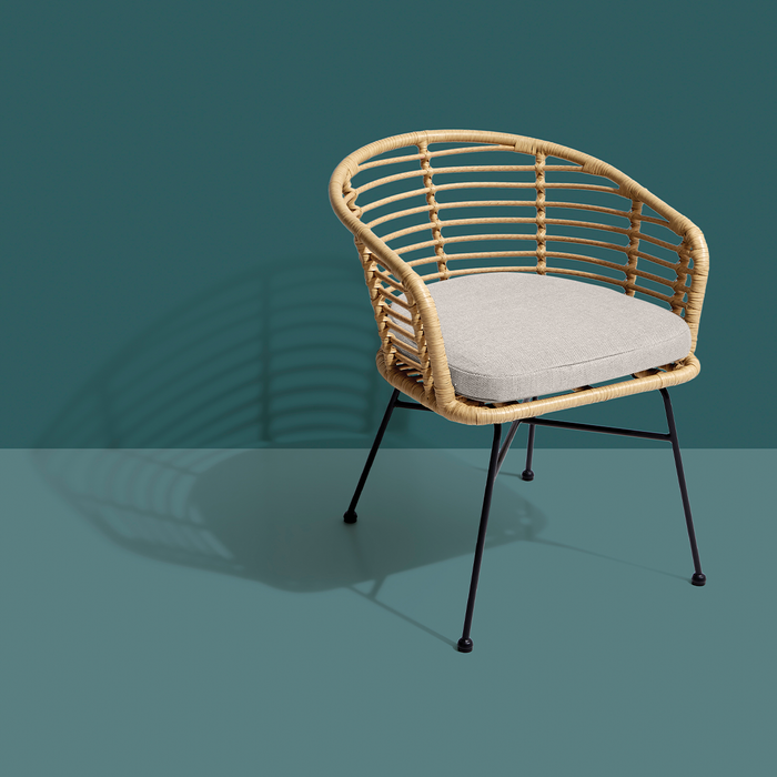 Lisomme Dax rotan tuinstoel naturel met kussen