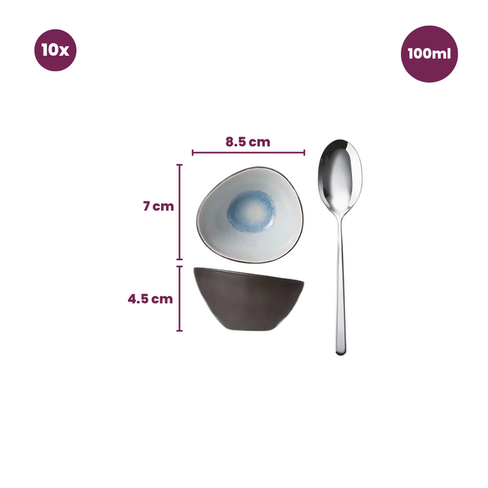 Cosy & Trendy Kleine Schaaltjes | Dipschaaltjes Streetfood 9 x 7 cm | 100 ml - 10 Stuks