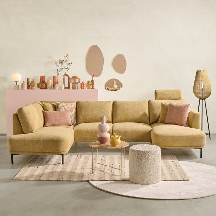 Hoekbank Andelst - Geel - Textiel - 323x82x206cm (BxHxD)