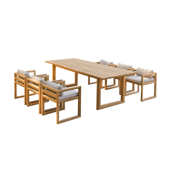 Tikamoon - Tuinset in teakhout en stof Noah 6 stoelen