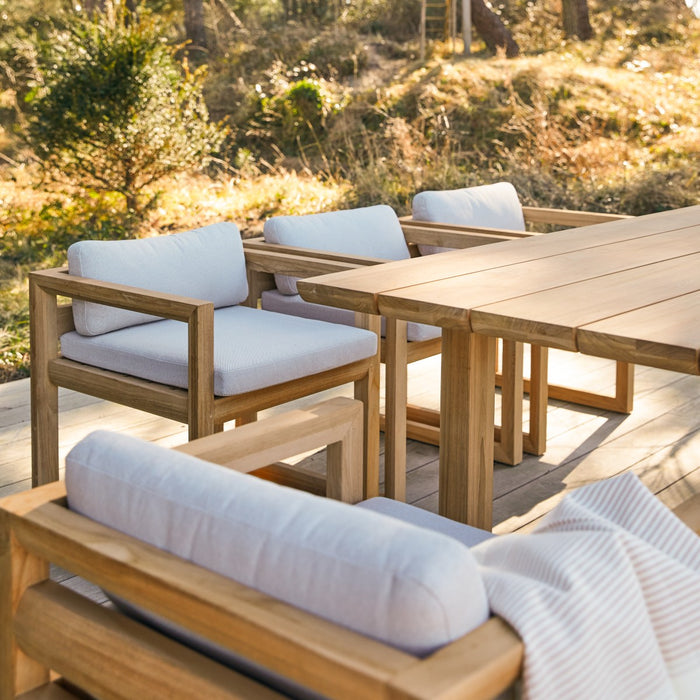 Tikamoon - Tuinset in teakhout en stof Noah 6 stoelen