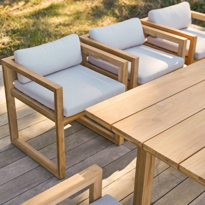 Tikamoon - Tuinset in teakhout en stof Noah 6 stoelen