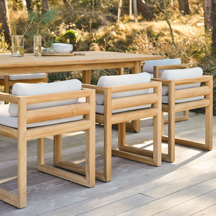 Tikamoon - Tuinset in teakhout en stof Noah 6 stoelen