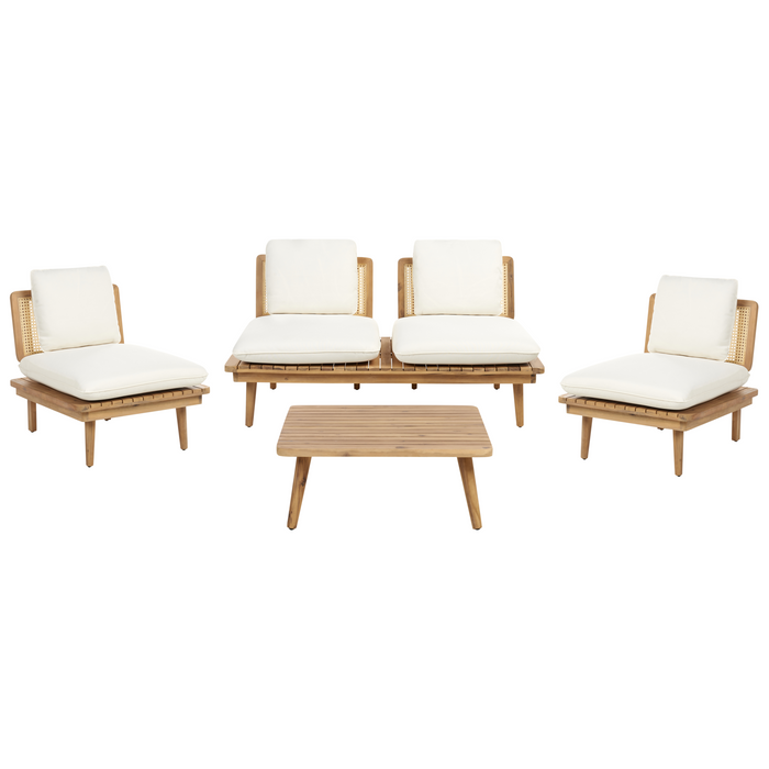 Beliani - ACCADIA - Loungeset - Lichtbeige - Acaciahout