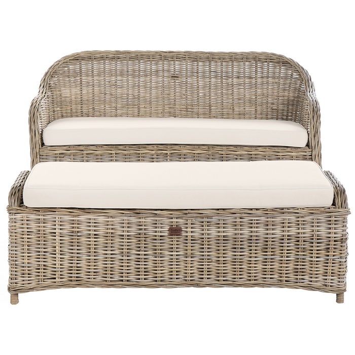 Beliani - SUSUA - Tweezitsbank met ottomaan - Gebroken wit - Rotan