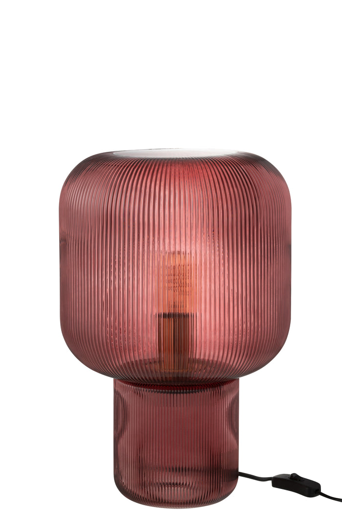 J-line - Lamp Glas Rood - 29x29x42cm