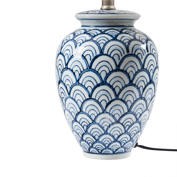 Beliani - JAUCA - Tafellamp - Wit|Blauw - Porselein|Linnen