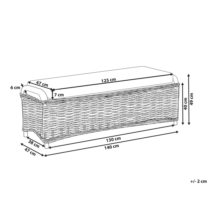 Beliani - SUSUA - Ottomaan - Gebroken wit - Rotan